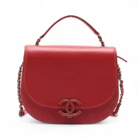 シャネル ココマーク レザー レッド ゴールド金具