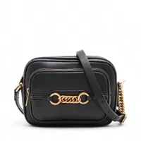 バーバリー カメラバッグ レザー チェーンショルダーバッグ ブラック