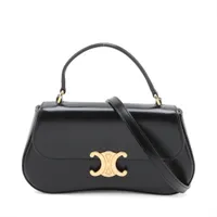 セリーヌ トリオンフ ティーン ローラ レザー 2WAYハンドバッグ ブラック