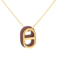 エルメス シェーヌダンクル オーマイヨン GP×革 ネックレス ゴールド