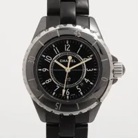 シャネル J12 H0681 CE×SS×ラバー QZ 黒文字盤