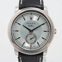 ロレックス チェリーニ 5241 PT×革 手巻き アイスブルー文字盤