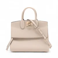 フェラガモ ガンチーニ スタジオ レザー 2WAYハンドバッグ ベージュ