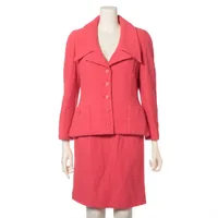 シャネル ココボタン ウール セットアップ 94P 38 ピンク