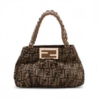 フェンディ ズッカ キャンバス ハンドバッグ ブラウン