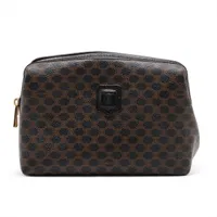 セリーヌ マカダム PVC ポーチ ブラック×ブラウン