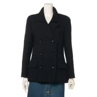 シャネル ウール ショートコート 01A 38 ブラック