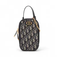 クリスチャンディオール オブリーク フォンホルダー キャンバス 2WAYショルダーバッグ ネイビー