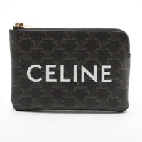 セリーヌ トリオンフ PVC×レザー コインケース ブラック×ブラウン