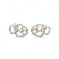 シャネル ココマーク GP×ラインストーン ピアス(両耳用) F23N シルバー