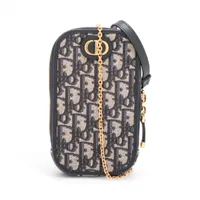 クリスチャンディオール オブリーク フォンポーチ キャンバス 2WAYショルダーバッグ ネイビー