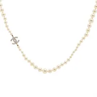 シャネル ココマーク GP×フェイクパール ネックレス A13V ゴールド