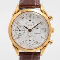 ロンジン L4.642.2 GP×社外革 AT 白文字盤