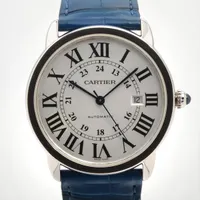 カルティエ ロンド ソロ ドゥ カルティエ W6701010 SS×革 AT シルバー文字盤