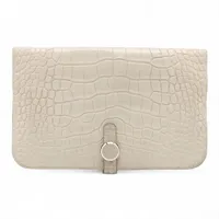 エルメス ドゴンGM アリゲーター グレー シルバー金具