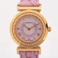 ヴェルサーチ P5Q SS×革 QZ パープル文字盤