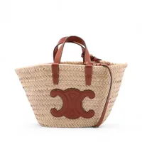 セリーヌ トリオンフ パニエ ラフィア トートバッグ ベージュ