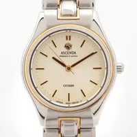 シチズン アセンダ SS×YG QZ シルバー文字盤