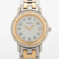 エルメス クリッパー CL4.220 SS×GP QZ 白文字盤