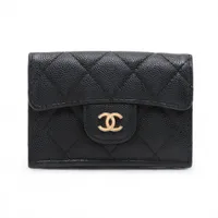 シャネル マトラッセ キャビアスキン ブラック ゴールド金具