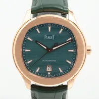ピアジェ ポロ デイト PG×革 AT 青文字盤