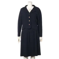 シャネル ココボタン ウール アンサンブル 38 ネイビー