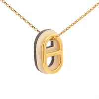 エルメス シェーヌダンクル オーマイヨン GP×革 ネックレス ゴールド