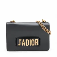 クリスチャンディオール ジャディオール レザー チェーンショルダーバッグ ブラック
