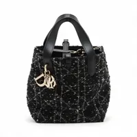 クリスチャンディオール トゥジュール ツイード ハンドバッグ ブラック