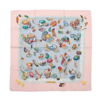 エルメス カレ90 COUVEE D'HERMES エルメスの雛たち シルク スカーフ ピンク