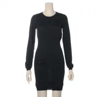 シャネル ココボタン ウール ニットワンピース P39 38 グレー