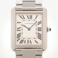カルティエ タンクソロ W5200014 SS QZ シルバー文字盤