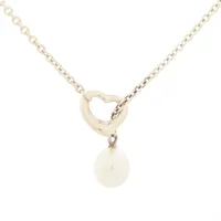 ティファニー オープンハート 925×パール ラリアットネックレス シルバー