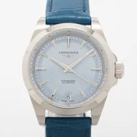 ロンジン コンクエスト SS×革 AT 青文字盤
