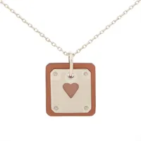 エルメス As de Coeur エースオブハート GP×革 ネックレス U:2022年 シルバー