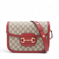 グッチ GGスプリーム ホースビット 1955 PVC ショルダーバッグ ベージュ