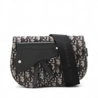 ディオール オブリーク サドル キャンバス ショルダーバッグ ネイビー