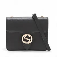✨美品♣グッチ インターロッキングG チェーンショルダー レザー ブラック GUCCI グッチ インターロッキング チェーンショルダーバッグ