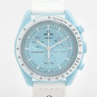 オメガ×スウォッチ スピードマスター ミッショントゥ ウラヌス SO33L100 CE×ナイロン QZ 青文字盤