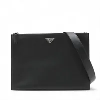 プラダ サフィアーノ レザー 2WAYクラッチバッグ ブラック