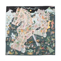 エルメス カレ90 アカデミア イピカ シルク スカーフ ブラック×グリーン