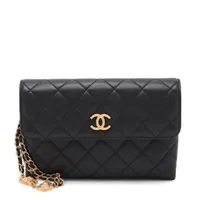 シャネル マトラッセ ラムスキン ブラック ゴールド金具