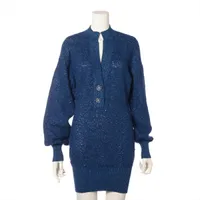 シャネル ココボタン 素材不明 ニットワンピース サイズ不明 ブルー