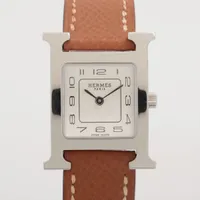 エルメス Hウォッチ HH1.210 SS×革 QZ シルバー文字盤