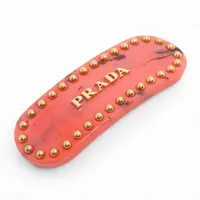 プラダ ロゴ 1IF042 GP×プラスチック バレッタ ピンク×ゴールド