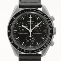 オメガ×スウォッチ スピードマスター ミッショントゥ ムーン SO33M100 CE×ナイロン QZ 黒文字盤