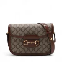 グッチ GGスプリーム ホースビット 1955 PVC ショルダーバッグ ベージュ