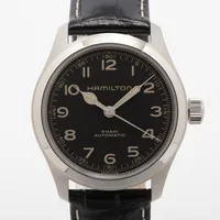 ハミルトン カーキ H70405730 SS×革 AT 黒文字盤