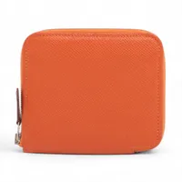 エルメス アザップコンパクト シルクイン ヴォーエプソン オレンジ シルバー金具