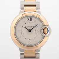 カルティエ バロンブルー W3BB0005 SS×PG QZ シルバー文字盤